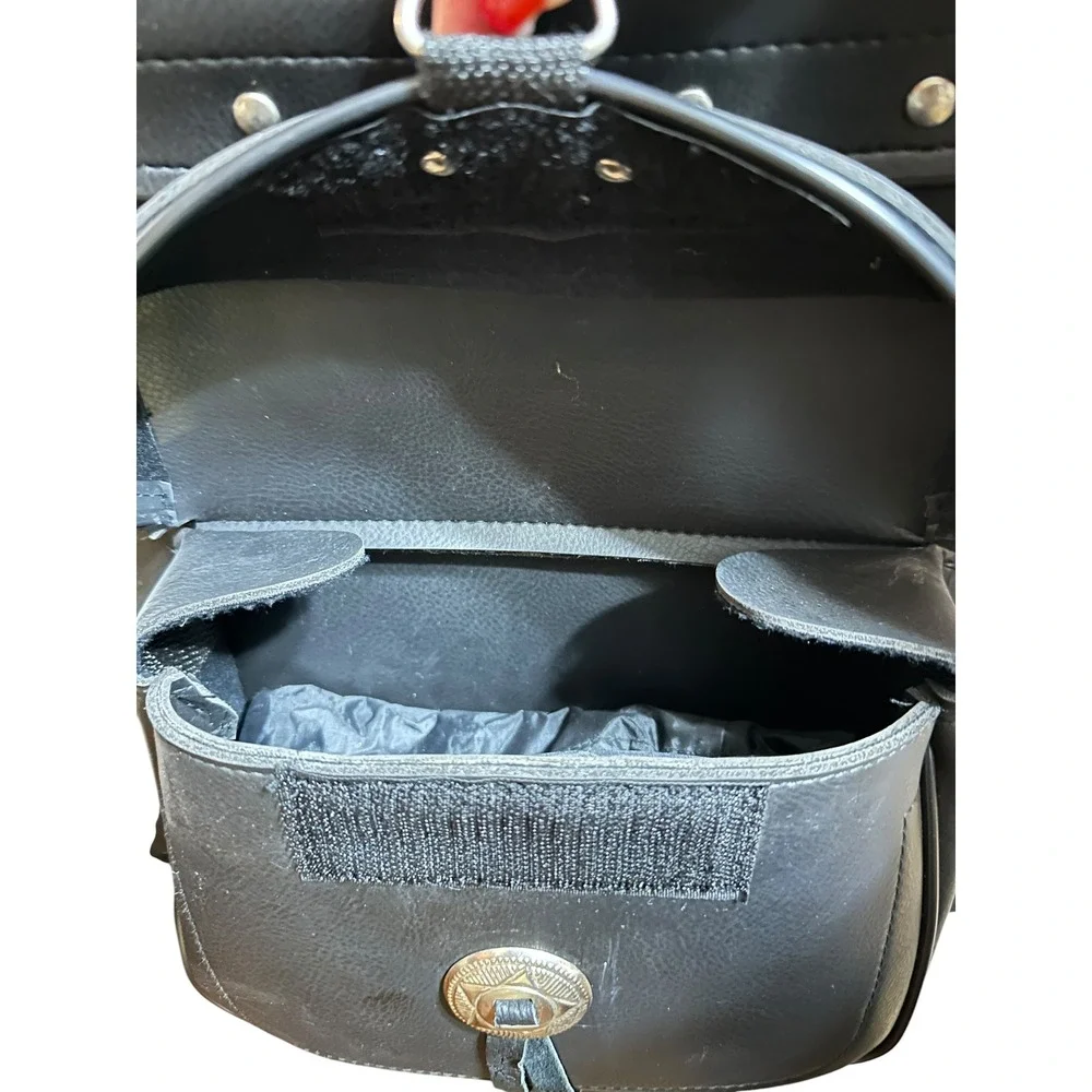 Motorcycle Sissy Bar Tee Bag Travel Luggage Tail Bag Black Studded Large